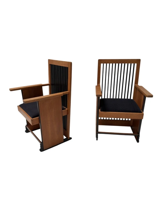 Two Art Deco Modernist High Back Armchairs by Architect Caspers, 1920s